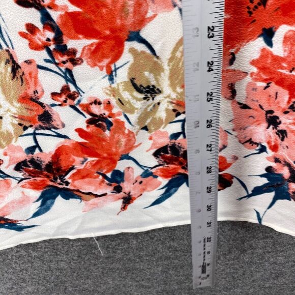 Peppermint Dress Women M Medium White Floral Shift Short Short Sleeve Hook & Eye - Picture 7 of 8